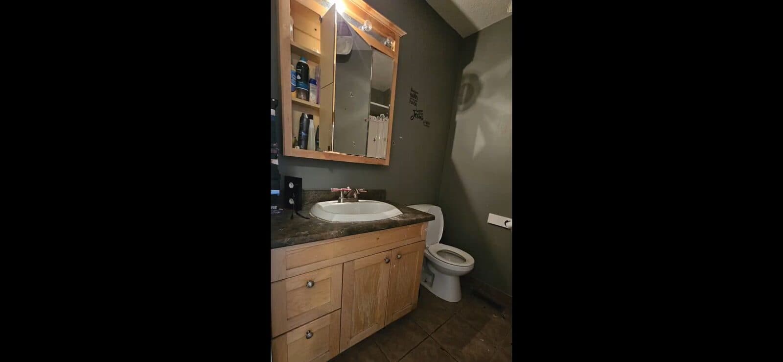 Custom vanity powder room — JFK Surfaces project in Central Alberta