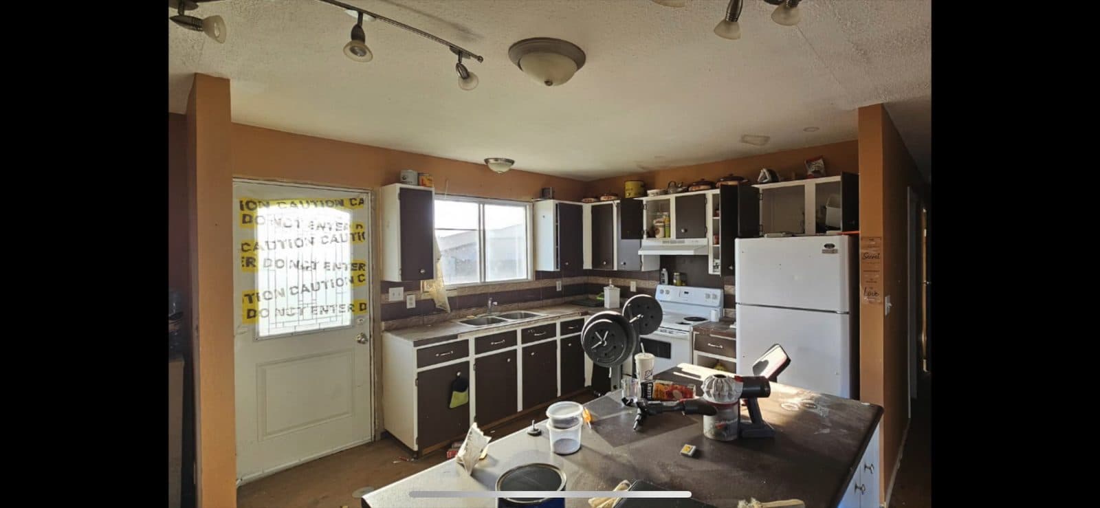 Dated original kitchen — JFK Surfaces project in Central Alberta