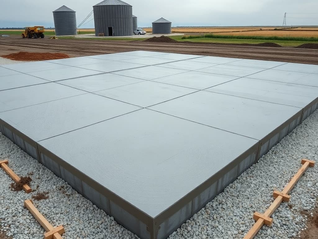 Concrete shop pad poured by JFK Surfaces near Rocky Mountain House, Alberta