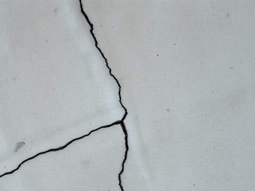 Cracked concrete driveway before repair by JFK Surfaces in Central Alberta
